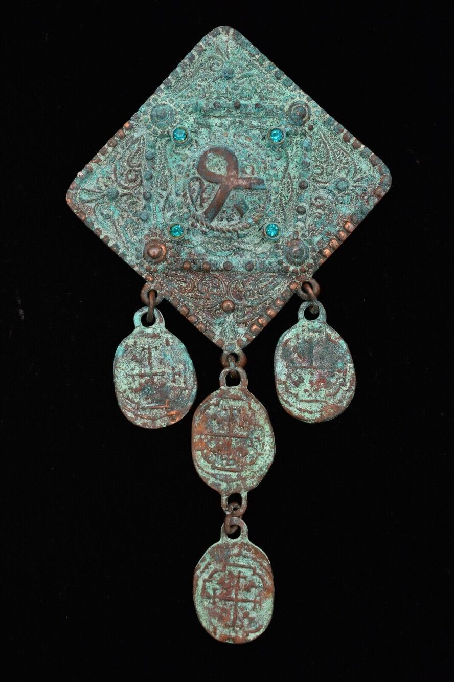 Butler & Wilson Vintage Pin Brooch Copper Patina Antiqued Chunky B&W Signed Bin7